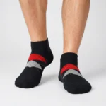 Marvelo Crimson Edge Black Ankle Socks