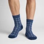 Marvelo Blue Grid Patthern Ankle Socks