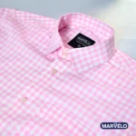 MARVELO Pink Check Relaxed Fit Formal Shirt – Premium Cotton Blend Shirt