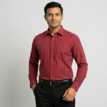 MARVELO Premium Maroon Check Formal Shirt