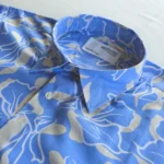 Men’s Bright Blue Abstract Floral Print Cotton Shirt – Half Sleeve Summer Casual