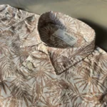 Men’s Beige Tropical Print Cotton Shirt – Half Sleeve Summer Casual