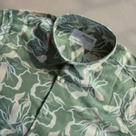 Men’s Green Abstract Floral Print Cotton Shirt – Half Sleeve Summer Casual