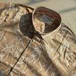 Men’s Brown Abstract Line Print Cotton Shirt – Half Sleeve Summer Casual