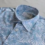 Men’s Sky Blue Tropical Print Cotton Shirt – Half Sleeve Summer Casual - Image 2
