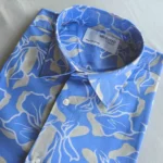 Menβs Bright Blue Abstract Floral Print Cotton Shirt β Half Sleeve Summer Casual - Image 4