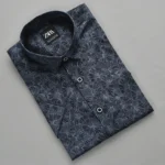 Export Half Sleeve Midnight Black Leaf Print Cotton Shirt - Image 6