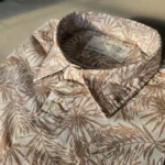 Men’s Beige Tropical Print Cotton Shirt – Half Sleeve Summer Casual - Image 2
