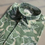 Men’s Green Abstract Floral Print Cotton Shirt – Half Sleeve Summer Casual - Image 3
