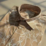 Men’s Brown Abstract Line Print Cotton Shirt – Half Sleeve Summer Casual - Image 2