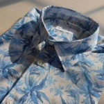 Men’s Blue Tropical Print Cotton Shirt – Half Sleeve Summer Casual - Image 2