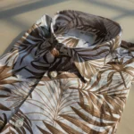 Men’s White & Brown Tropical Leaf Print Cotton Shirt – Half Sleeve Summer Casual - Image 2