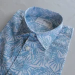 Men’s Sky Blue Tropical Print Cotton Shirt – Half Sleeve Summer Casual - Image 4