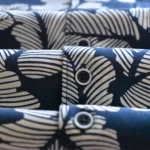 Export Half Sleeve Navy blue Leaf Print Cotton Shirt - Image 5