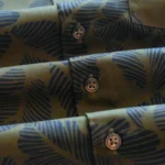 Export Half Sleeve AirLite Olive Printed Cotton Shirt - Image 5