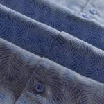 Export Half Sleeve AirLite Blue Leaf Cotton Shirt - Image 5