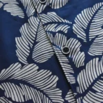 Export Half Sleeve Navy blue Leaf Print Cotton Shirt - Image 6