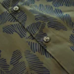Export Half Sleeve AirLite Olive Printed Cotton Shirt - Image 6