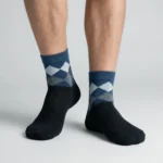 Marvelo Navy Slate Ice Argyle Ankle Socks