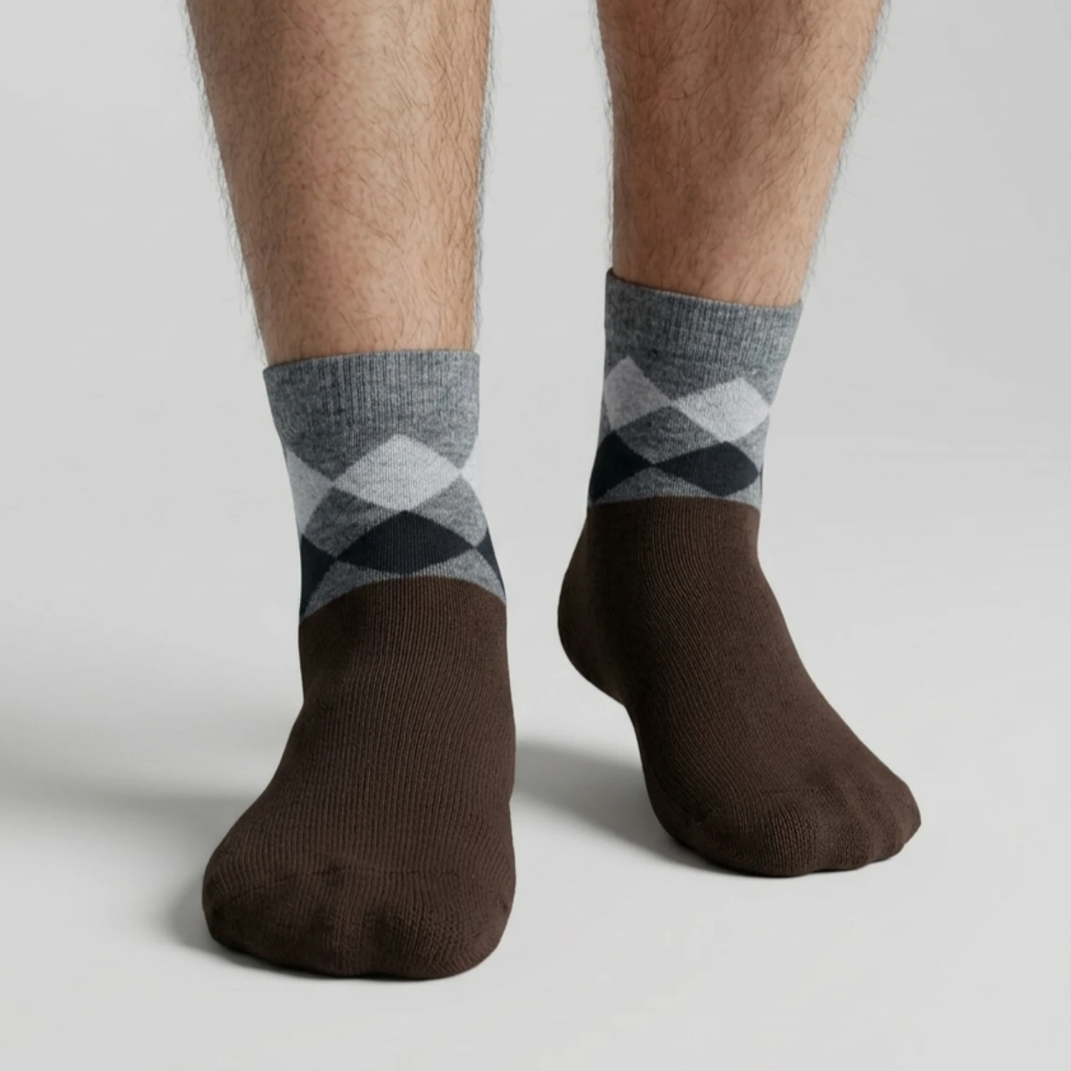 9 Marvelo Cocoa Ash Stone Argyle Ankle Socks - Image 1