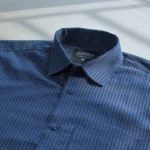 MARVELO Blue Micro Check Cotton Shirt – Relax Fit Casual/Formal