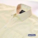 MARVELO Stripe Cotton Shirt – White Yellow (100% Cotton)