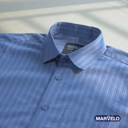 MARVELO Faded Blue Stripe Cotton Shirt