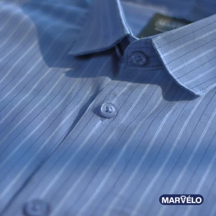 MARVELO Faded Blue Stripe Cotton Shirt