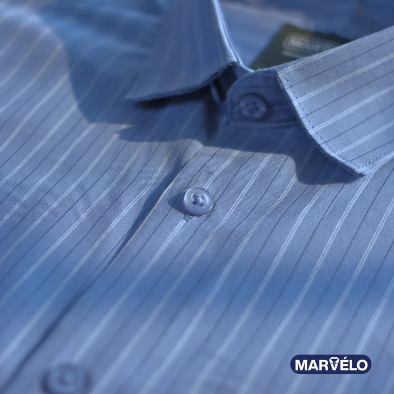 MARVELO Faded Blue Stripe Cotton Shirt