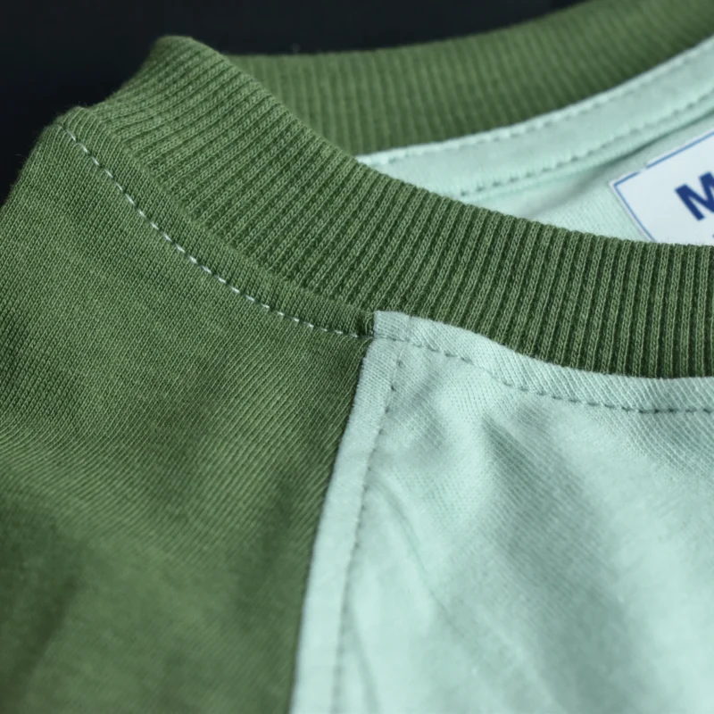Marvelo Mint Green & Olive Premium Cotton Raglan T-Shirt