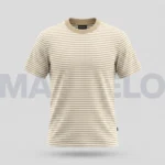 Marvelo Premium Beige & White Striped T-Shirt