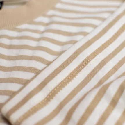 Marvelo Premium Beige & White Striped T-Shirt
