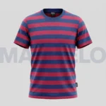 Marvelo Premium Maroon & Navy Block-Stripe T-Shirt