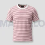 Marvelo Premium White & Pink Block-Stripe T-Shirt