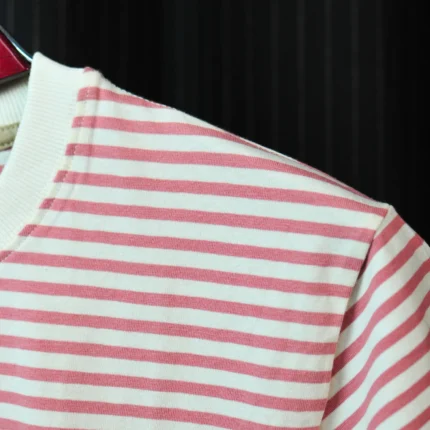 Marvelo Premium White & Pink Block-Stripe T-Shirt