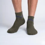 Marvelo Olive Grey Chevron Ankle Socks