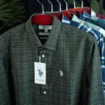 U.S. Polo Assn. Premium Olive Green Micro-Check Casual Shirt for Men