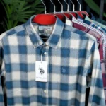 U.S. Polo Assn. Steel Blue & Cream Large Block Checked Casual Shirt