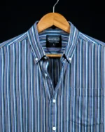 Marvelo Premium Blue & Earthy Striped Full Sleeve Shirt