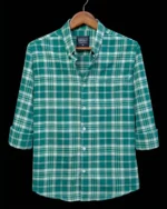 Premium Green Plaid Cotton Stretch Full Sleeve Shirt