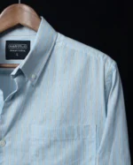 Marvelo Premium Light Blue Striped Cotton Full Sleeve Shirt - Image 2