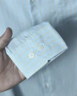 Marvelo Premium Light Blue Striped Cotton Full Sleeve Shirt - Image 3