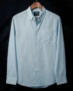 Marvelo Premium Light Blue Striped Cotton Full Sleeve Shirt - Image 5