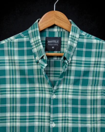 Premium Green Plaid Cotton Stretch Full Sleeve Shirt