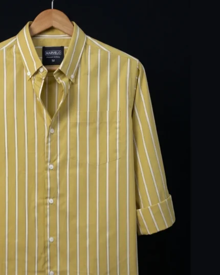 Mustard Stripped Casual Shirt 3