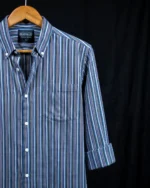 Marvelo Premium Blue & Earthy Striped Full Sleeve Shirt - Image 2
