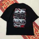 Marvelo Cropped Body Drop Shoulder Honda Civic Type R Black T-Shirt 22