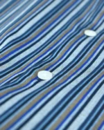 Marvelo Premium Blue & Earthy Striped Full Sleeve Shirt - Image 4