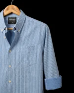 Marvelo Premium Ambush Blue white Striped Full Sleeve Shirt - Image 2