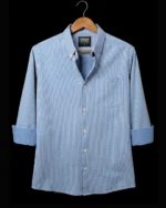 Marvelo Premium Ambush Blue white Striped Full Sleeve Shirt - Image 5